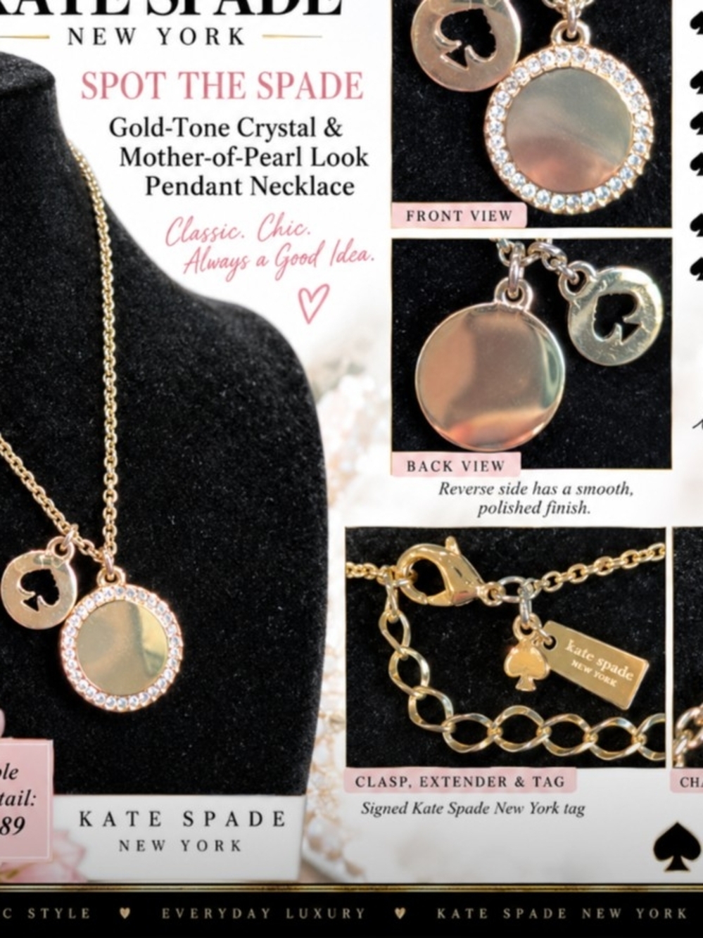 kate spade Gold-Tone Crystal & Mother-of-Pearl Pendant Necklace